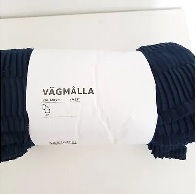 $41.19 • Buy IKEA Vagmalla VÄGMÅLLA Soft Throw Pleated Blanket 47  X 71  BLUE Navy