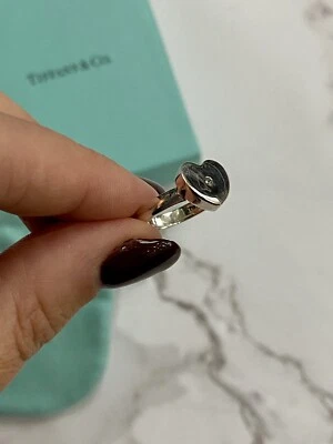£80 • Buy Tiffany & Co Silver Paloma Picasso Diamond Modern Heart Ring Size N