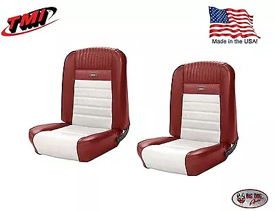 Full Set Deluxe PONY Seat Upholstery Mustang Fastback F/R Bright Red & White • $950.09