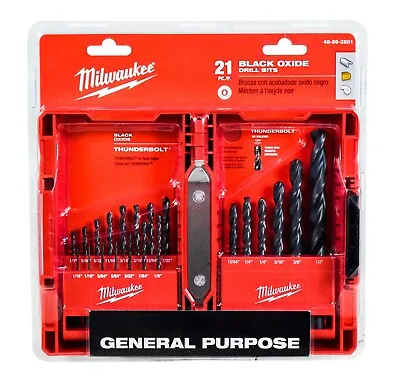 Milwaukee Thunderbolt Black Oxide Drill Bits - 21-Pc. Set Model# 48-89-2801 • $27.86