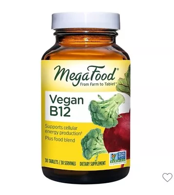 MegaFood Vegan B12 Dietary Supplement 30 Tablets Exp 10/2026 • $12.99