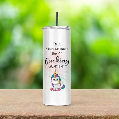 $27 • Buy Unicorn Ray Of F*cking Sunshine Personalised Stainless Steel Skinny Tumbler