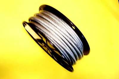 Clear Vinyl Coated Wire Rope Cable 3/16  - 1/4  7x19 100 Ft Reel • $43.50