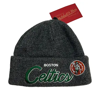 Boston Celtics Knit Beanie Mitchell & Ness NBA Wide Brim Leprechaun Basketball • $21.99