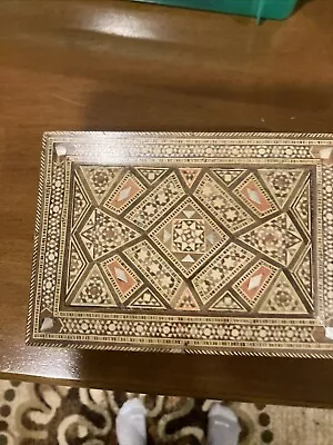 VTG Handcrafted Wooden Trinket/Jewelry Box Inlayed With Mother Of Pearl/Abalone • $6