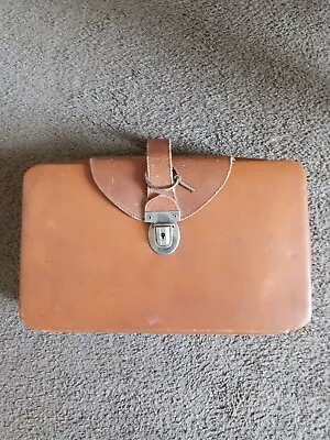 Vintage Brown Leather Semi Hard Carry Or Camera Case 12in X 7.5in Key Estate  • $34.99