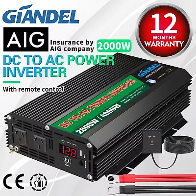 Giandel Power Inverter 2000W/4000W 12V/240V + Remote Control Modified Sine Wave • $177.96