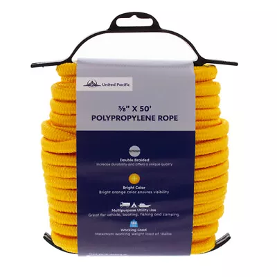 United Pacific 92040 3/8-in X 50-ft 16-Strand Double Braided Polypropylene Rope • $14.95