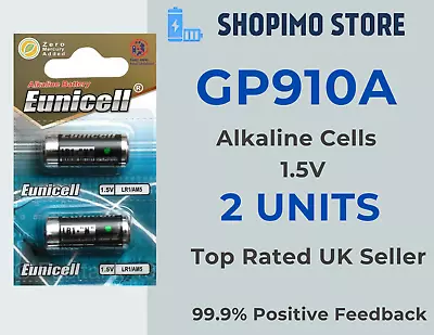 2 X GP910A Alkaline 1.5V Clock Alarm Fob Calculator Batteries LR1 Cells Eunicell • £2.99