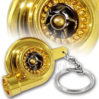 JDM Gold Turbo Charger Bearing Spinning Turbine Key Chain Ring Key Fob • $4.50