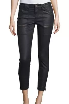JOIE Park Skinny B Coated Moto Jeans With Zipper Ankle Size 28 Caviar Black $250 • $6.99