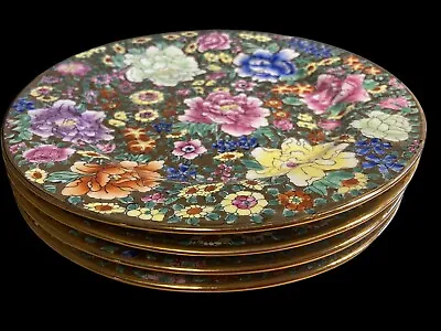 Rare Vtg Set Of 4 Chintz MilleFleurs Floral China Hand Painted 8 1/4  Plates VGC • $48