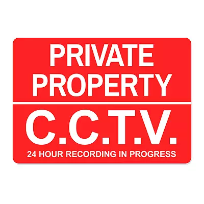 CCTV A5 METAL SIGN Private Property Red C.C.T.V. 24 Hour Recording In Progress • £4.99