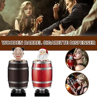 Funny Wooden Barrel Cigarette Dispenser Up Holder Prank Case Smoking Toy R8 E3L1 • $20.45