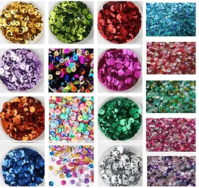 Plastic Paillette Beads Semi-cupped Sequins Beads Hole 6mm Foil 14 Colours • £3.99