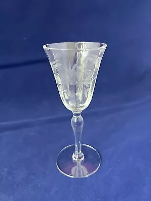 Vintage Etched Floral Crystal Glass Cordial Liqueur  Glass One Glass • $7.99