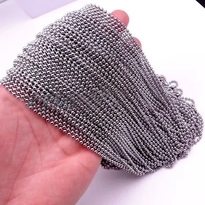 1.5-3mm Wholesale Men Womens Silver Stainless Steel Beads Ball Necklace In Bulk • $29.99