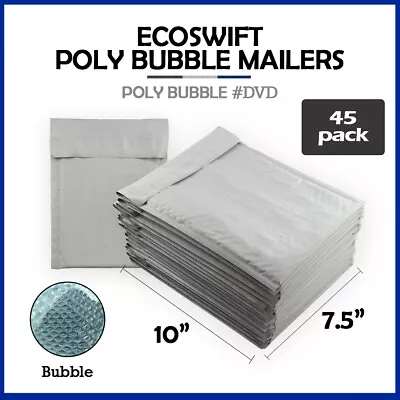 45 #0 7.5x10  EcoSwift  Brand Poly Bubble Mailers Padded Envelope DVD 7.5 X 10 • $17.98