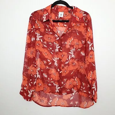 Cabi 3766 NWT Hothouse Blouse Scarlet Flower Size S Chiffon Floral Button Front • $28.88