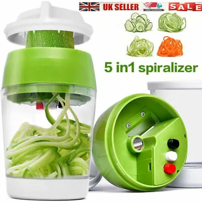 5 IN 1 Spiralizer Vegetable & Fruit Grater Julienne Shred Twister Slicer Cutters • £9.99
