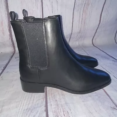 J.Crew Womens Chelsea Boots Black Size 8 BT277 Elastic Sides Mid Calf • $34.96