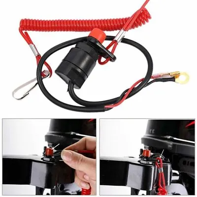 Universal Boat Outboard Engine Motor Kill Stop Switch With Safety Tether Lanyard • $16.31