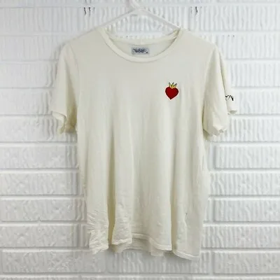 $29.95 • Buy LAUREN MOSHI Tee Sz Small Crowned Heart White Short Sleeve T-shirt Love Crew