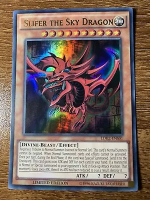 LDK2-ENS01 Slifer The Sky Dragon Ultra Rare Limited Edition NM YuGiOh Card • £1.98