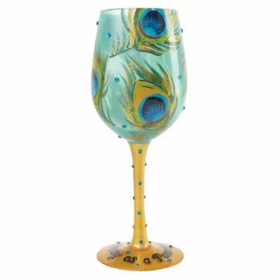 Lolita Gift Boxed 'PRETTY AS A PEACOCK' Feather Wine Glass Gift Hand Painted • £19.95