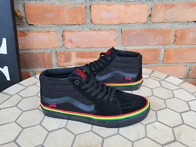 Vans Men's Skate Grosso Mid Shoes Rasta Black Red Suede Canvas Size 11.5 Rare • $74