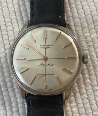 VINTAGE LONGINES FLAGSHIP S STEEL CAL 30L MANUAL WIND REF 7163 4 Ca 1960 36MM • £481.76