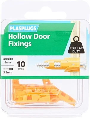 £8.99 • Buy Plasplugs Hollow Door Fixing Kit (Pack Of 10)     ( FREE AND FAST DELIVERY)