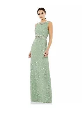 $498 Mac Duggal Dress 10839 Sequin Long Column Gown Sz 6 Mint Prom Formal • $151.30