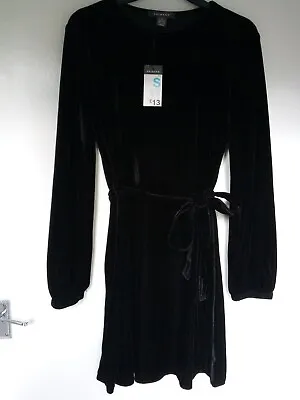 Primark Black Velvet Tunic Dress Size S UK 10-12 BNWT • £4.99