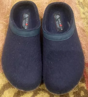 Haflinger GZL Grizzly Wool Felt Clog Shoes Blue Size EUR 39 US Men 7 Women 9 • $65