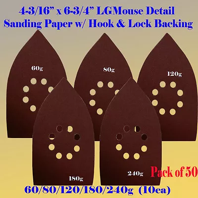 50x Large Mouse Detail Sander Sand Paper Hook & Loop Mega Mouse Black & Decker  • $25.95