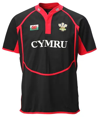 Kids Welsh Rugby Top Wales Rugby Shirt COOLDRY BLACK 6 Nations Boys Girls Youth • £14.99