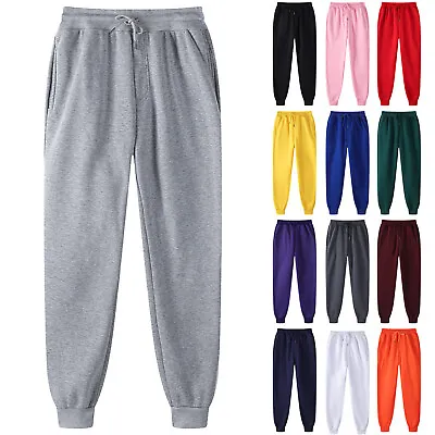 Mens Jogging Fleece Joggers Tracksuit Bottoms Trousers Gym Workout Sweat Pants • $23.90
