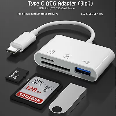 For IPad Pro 11  12.9  2018 Ultra USB Stick SD TF Card Reader Type C OTG Adapter • £5.85