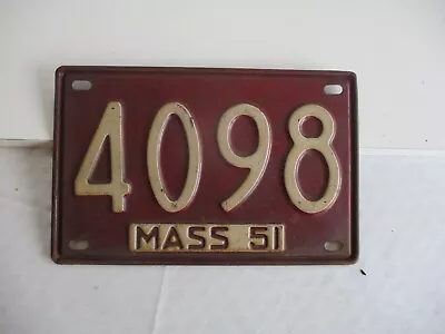 1951 Massachusetts License Plate Tag 4098 • $25
