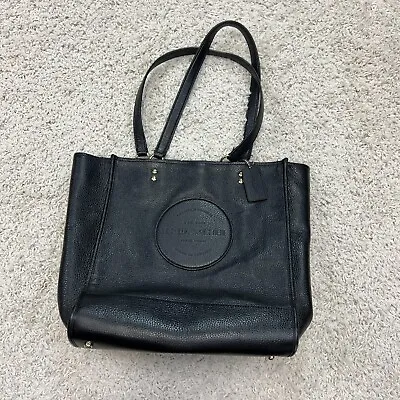 Coach Dempsy Black Pebbled Leather Logo Patch Tote Shoulder Handbag C3078 • $89.98