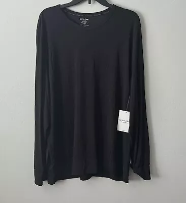 NWT Calvin Klein Men Ultra Soft Modern Sleepwear Long Sleeve Black Shirt Size XL • $24.99