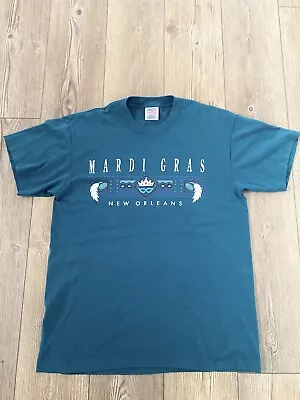 Vintage Mardi Gras Shirt Adult Large Green Single Stitch Graphic T Shirt Adult L • $19.99