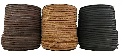 Light Brown Black & Brown 4 Mm Round  Antique Look Leather Cord • £4.75