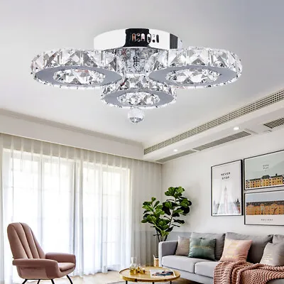 3-Head Modern Crystal Ceiling Lamp LED Chandelier Flush Mount Ceiling Light 36W • $30.01