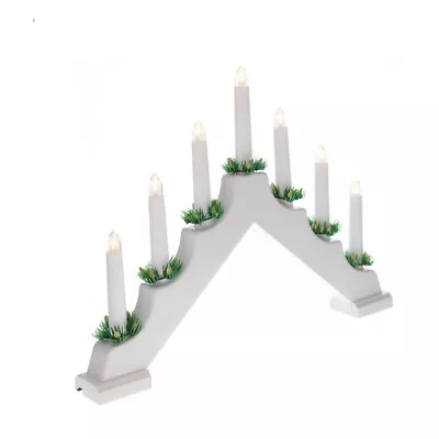 Christmas White Candle Bridge Arch Battery Operated 7 Candle Warm White LED Xmas • £9.99