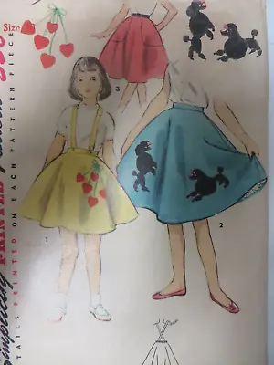 Vtg 50's Simplicity 4623 POODLE CIRCULAR SKIRT W/ TRANSFER Sewing Pattern Girl • $15.99