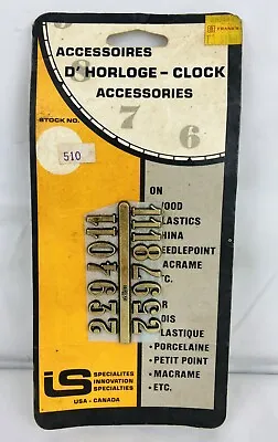 Vintage Clock Face Numbers Hobbyist Crafts NOS Sealed USA Made Gold On Black • $10