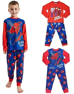 Boys Spiderman Personalised Pyjamas Spidey & Friends Marvel 18 Mths-10 Yrs • £11.95