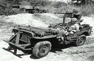 WW2 Picture Photo Pacific 1943 Jeep Browning M1919 Machine Gun 2349 • $5.95